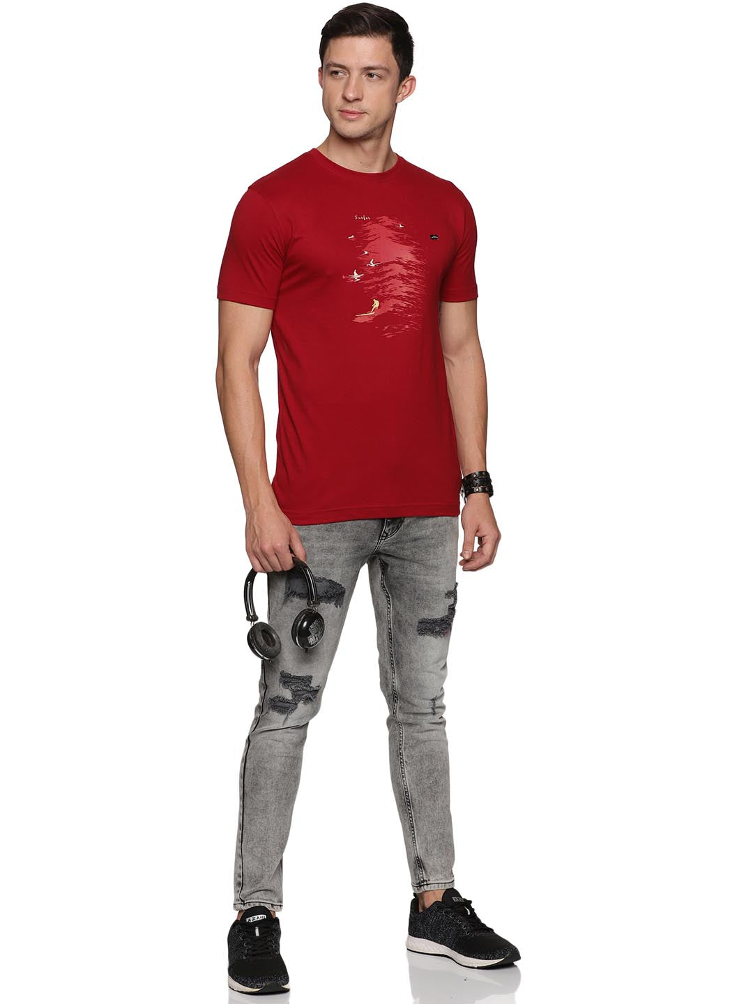 creative round neck t-shirt for mens #color_dark-red