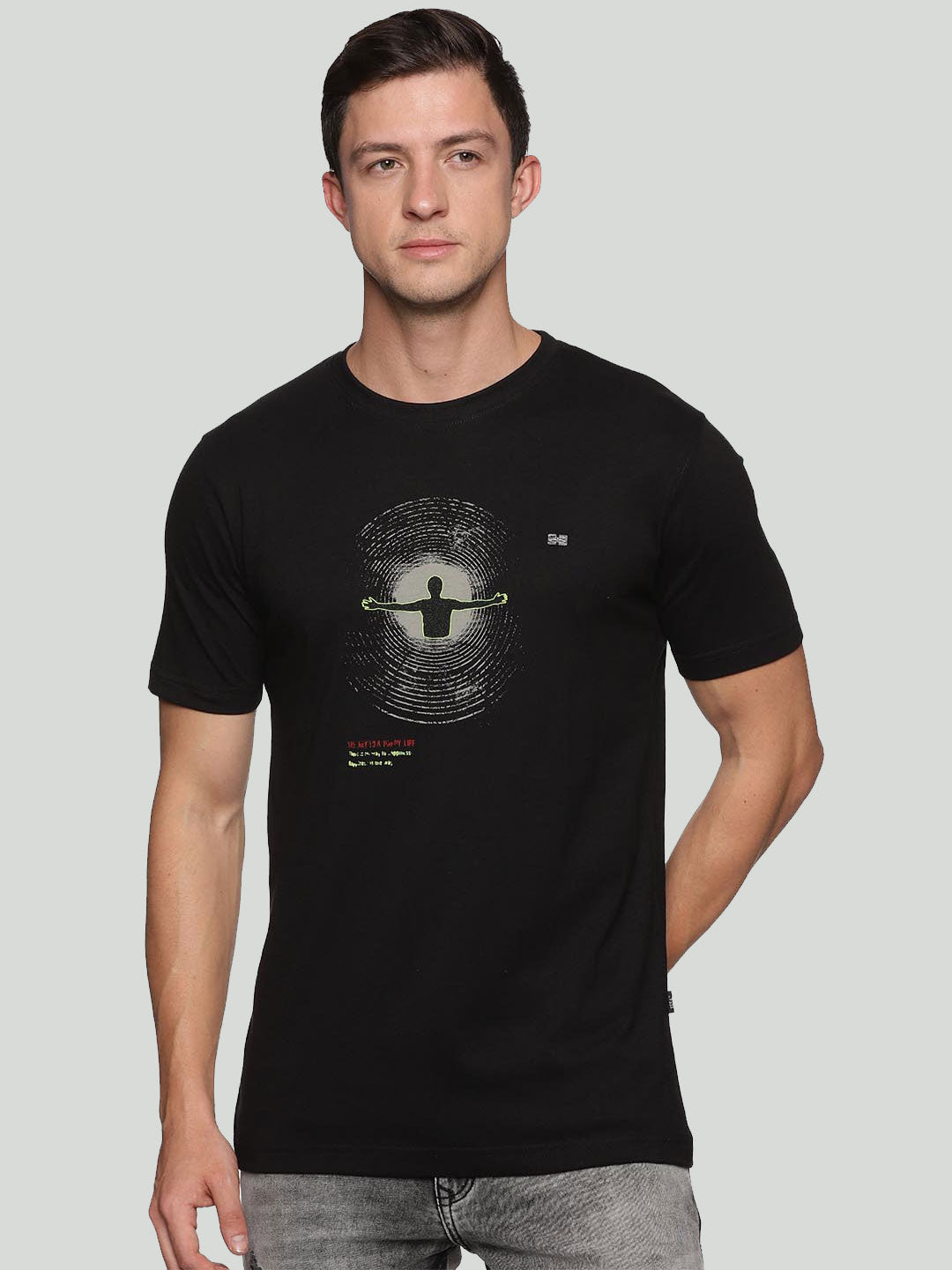 creative round neck t-shirt for mens #color_black