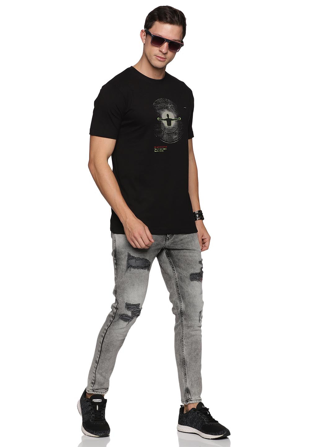 creative round neck t-shirt for mens #color_black