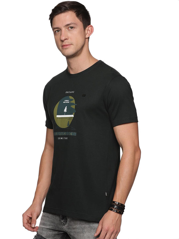 creative round neck t-shirt for mens #color_black-olive