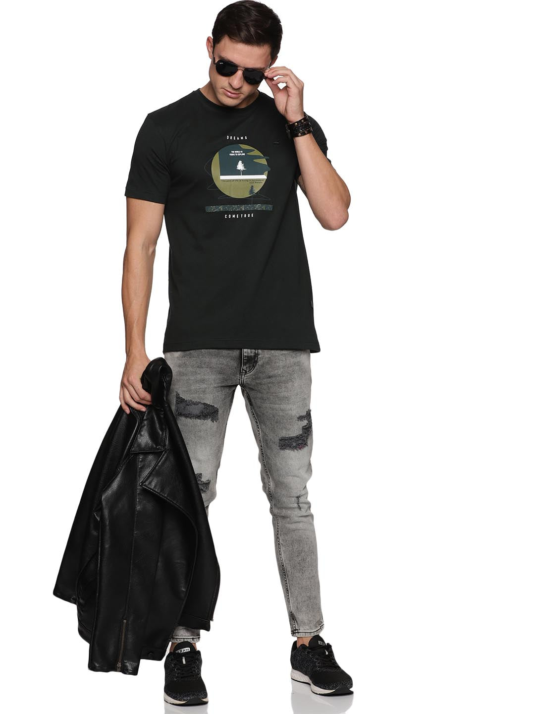 creative round neck t-shirt for mens #color_black-olive