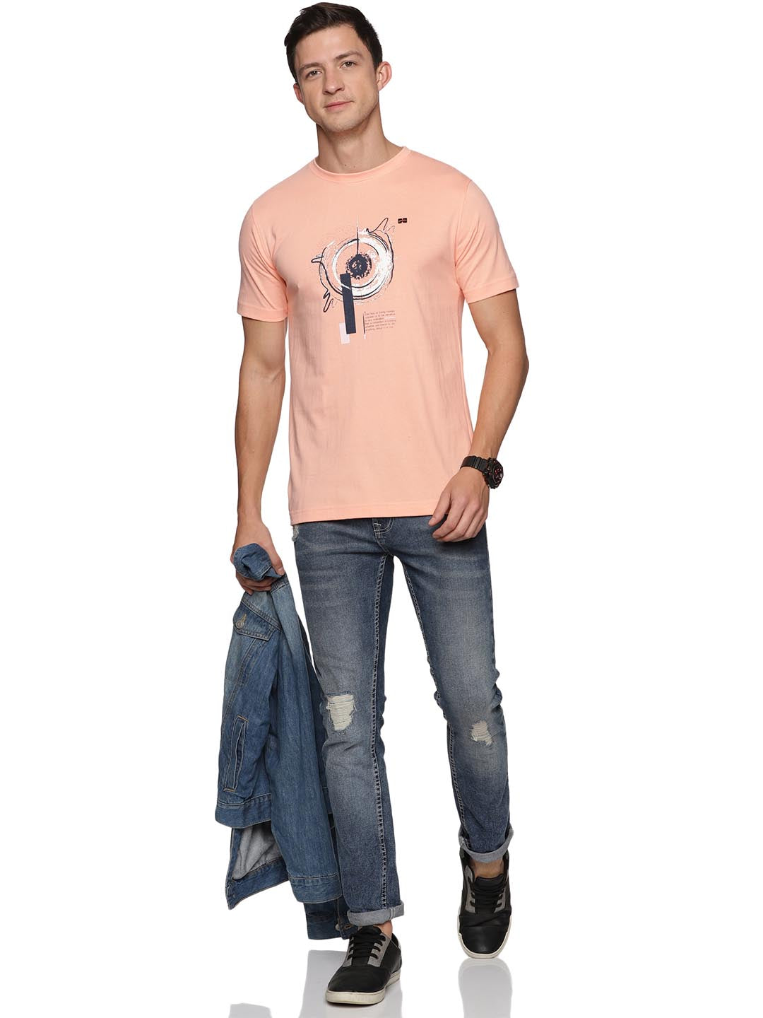 creative round neck t-shirt for mens #color_melon