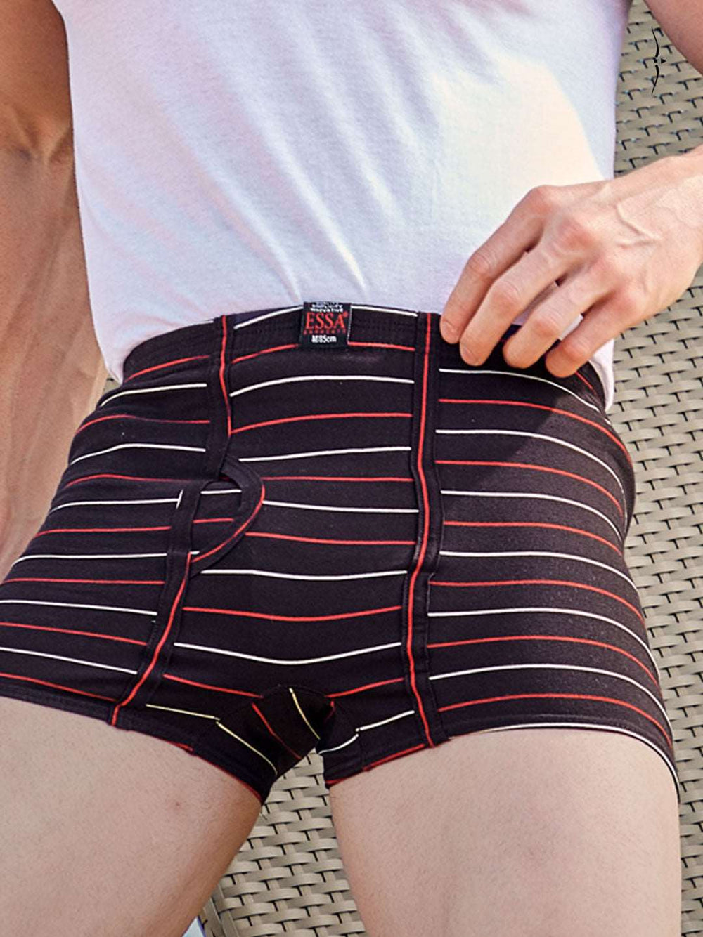 cotton stripped trunk for men maroon color-essa garments#color_dark-sienna