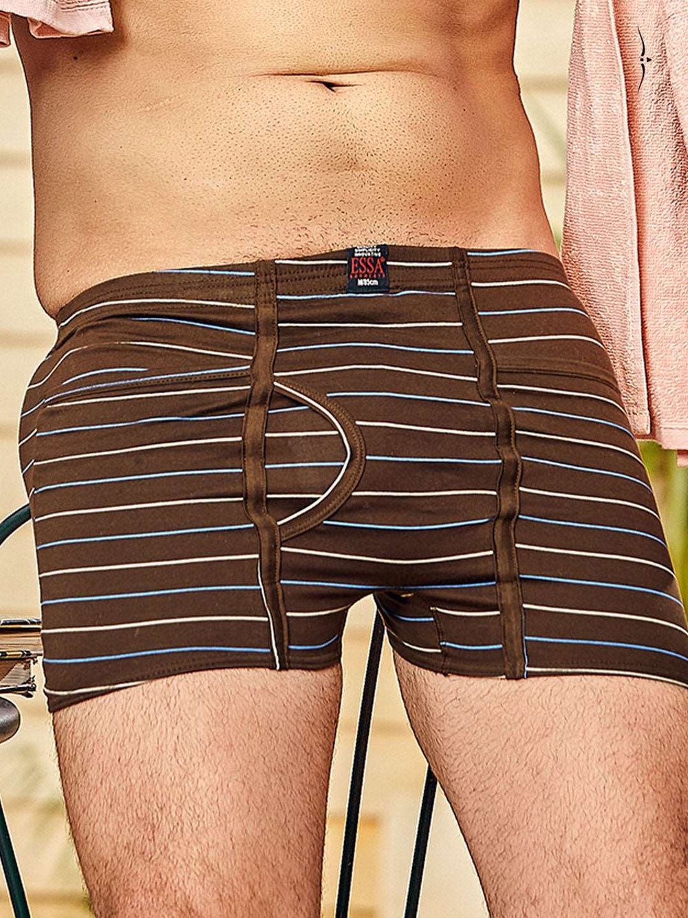 cotton stripped trunk pocket for men brown color-essa garments#color_irish-coffee