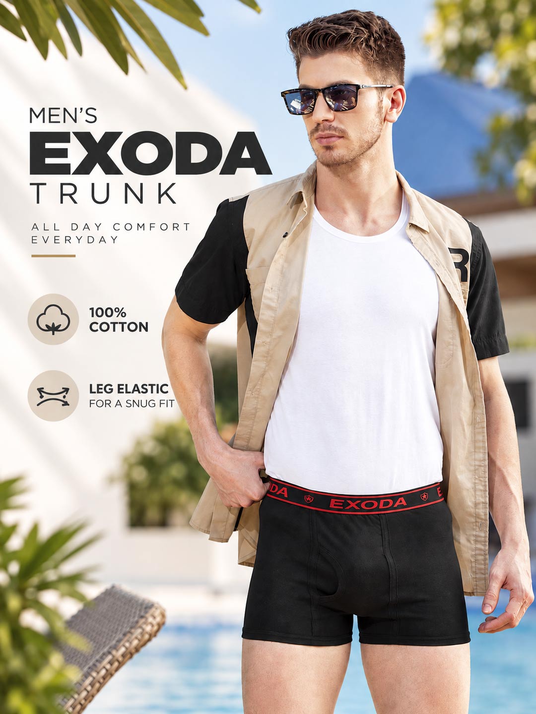 exoda cotton trunk for men black color-essa garments#color_black