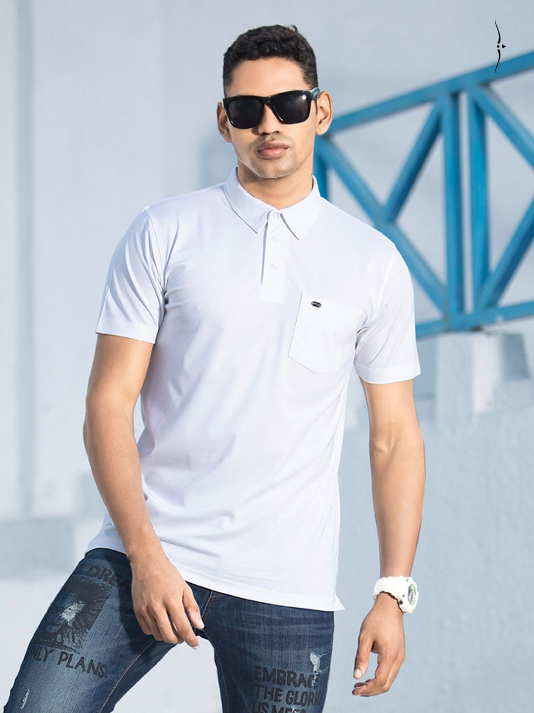 f.g-1225 collar half sleeve white polo tshirt for men#color_white