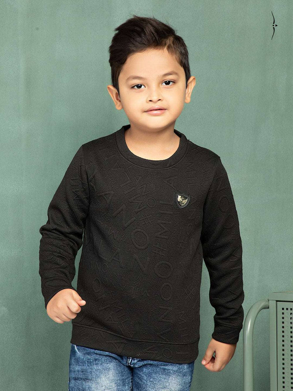 fg-1530 round neck full sleeve tshirt for boys black color-essa garments#color_black