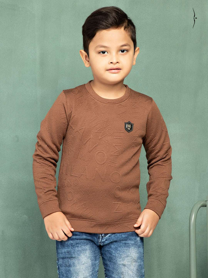 fg-1530 round neck full sleeve tshirt for boys brown color-essa garments#color_clay-brown