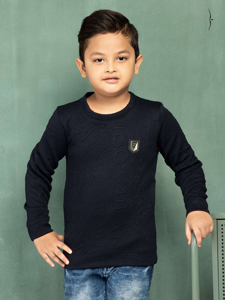 fg-1530 round neck full sleeve tshirt for boys navy color-essa garments#color_mirage