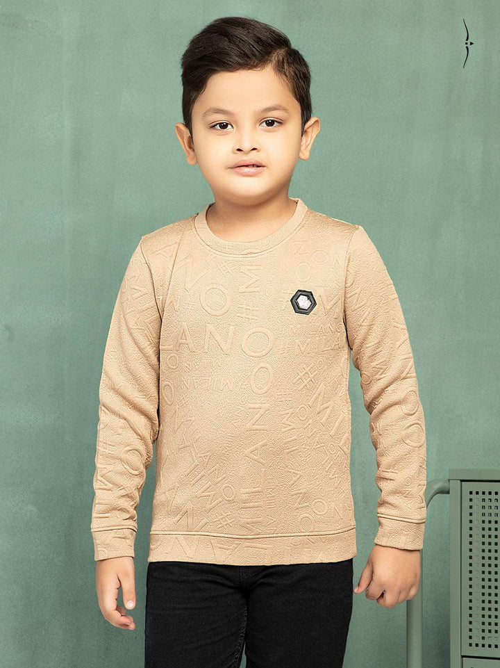 fg-1530 round neck full sleeve tshirt for boys khakhi color-essa garments#color_tan