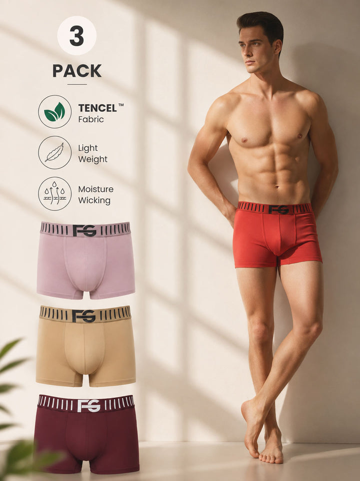 Men TENCEL™ Lycra Micro Modal Trunks FG 3015 (Pack Of 3)