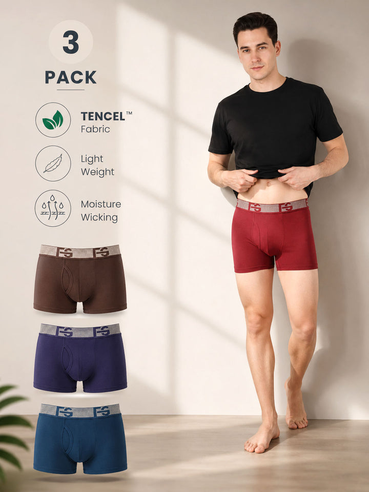 Men TENCEL™ Lycra Micro Modal Trunks-FG 3035 (Pack Of 3)