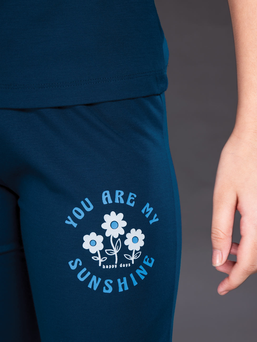 fg g-3767 girls printed 3/4th set color astronaut blue