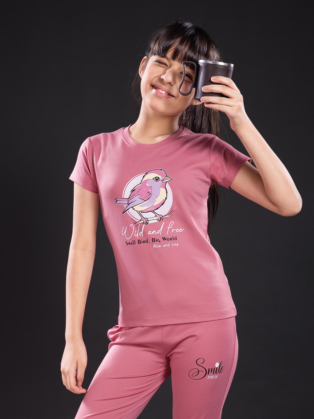 fg g-3767 girls printed 3/4th set color mandy