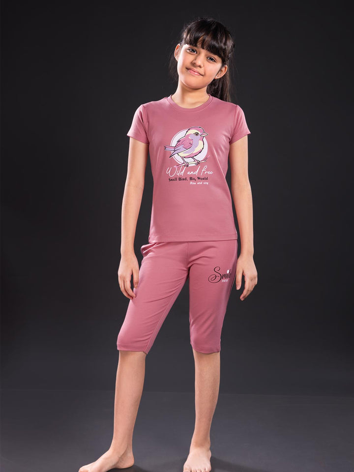 fg g-3767 girls printed 3/4th set color mandy