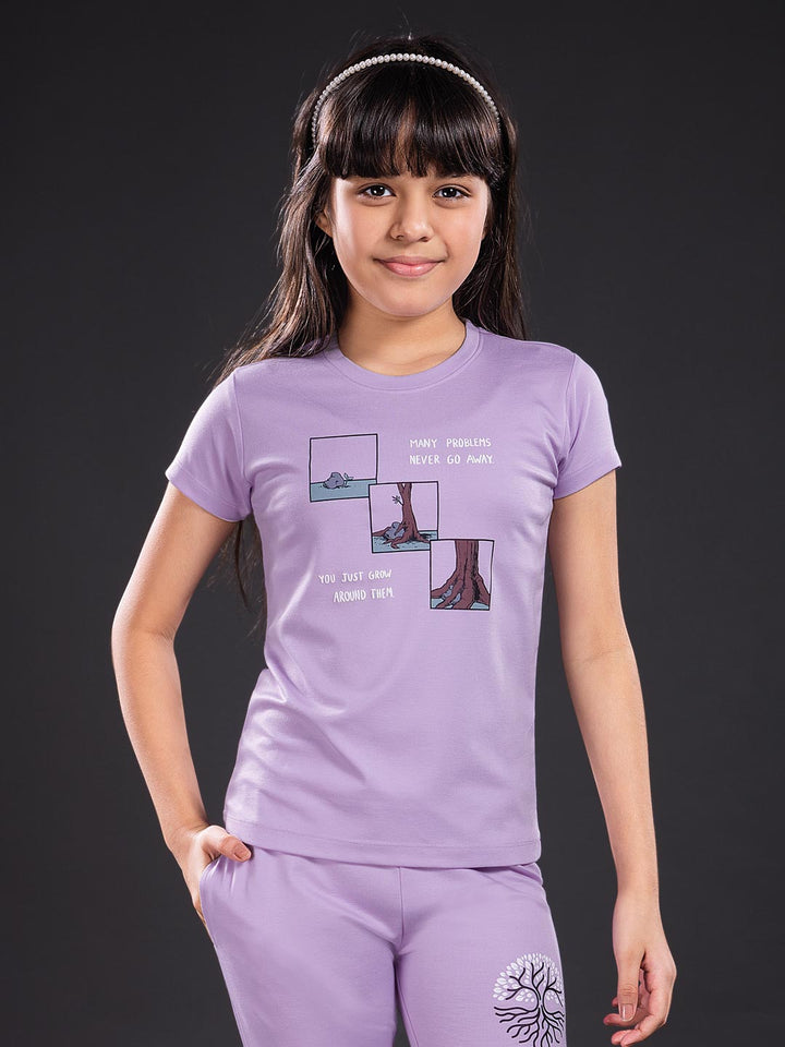 fg g-3767 girls printed 3/4th set color periwinkle