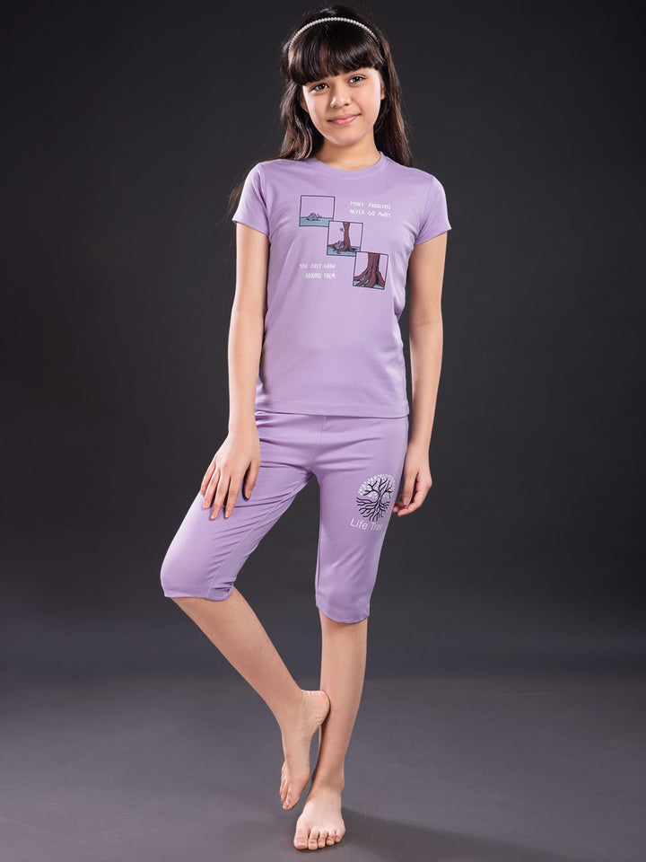 fg g-3767 girls printed 3/4th set color periwinkle