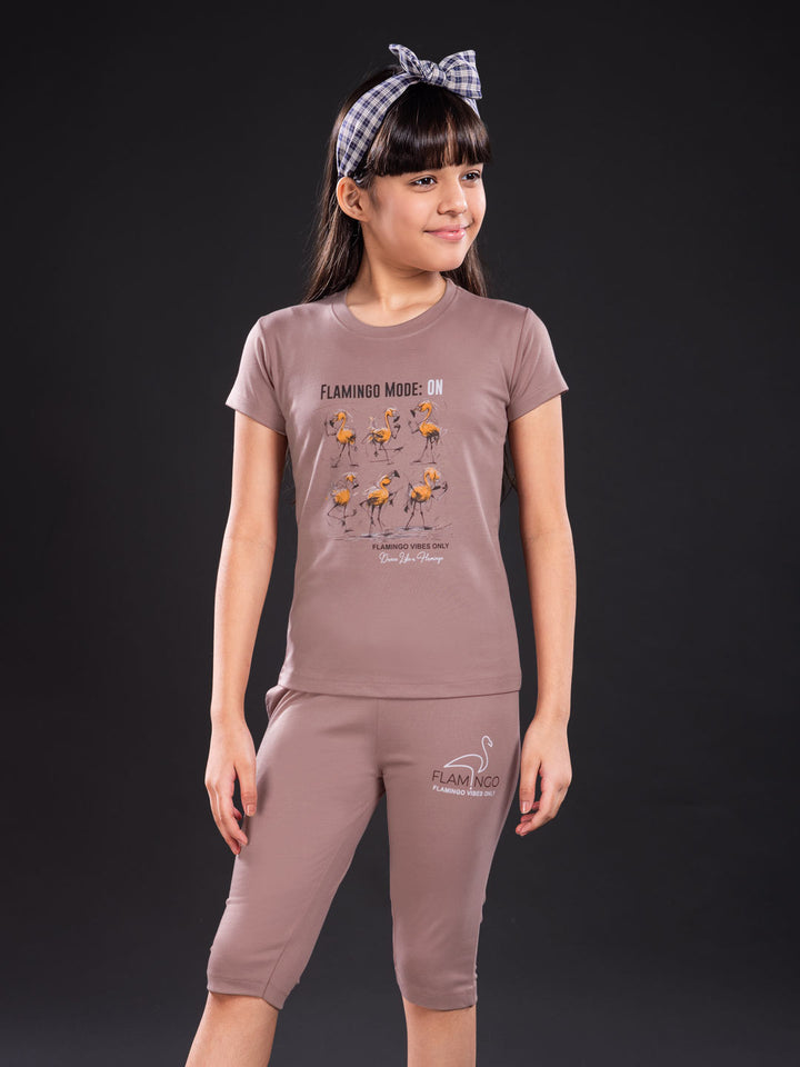 fg g-3767 girls printed 3/4th set color puse