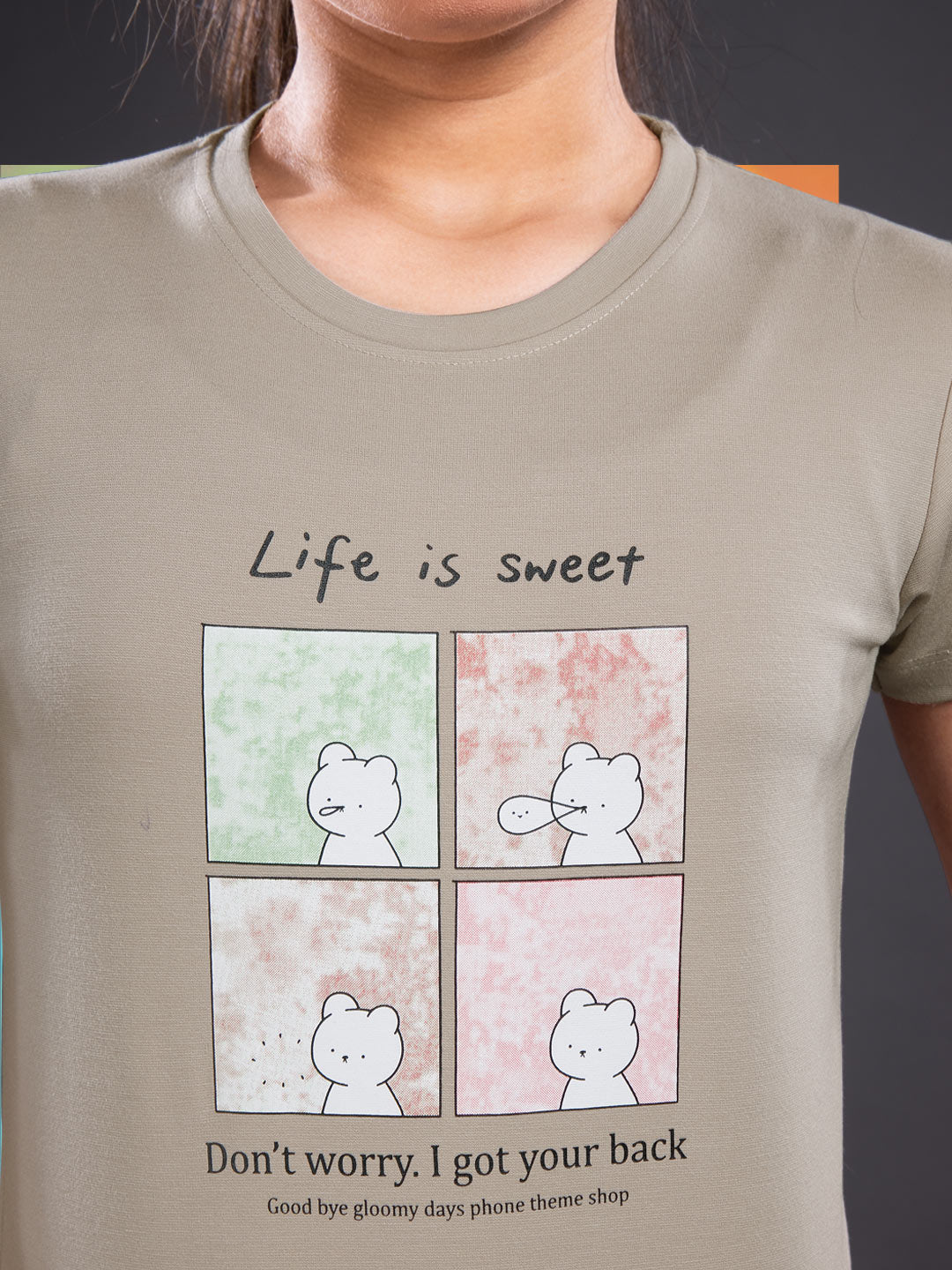 fg g-3767 girls printed 3/4th set color sorrel brown