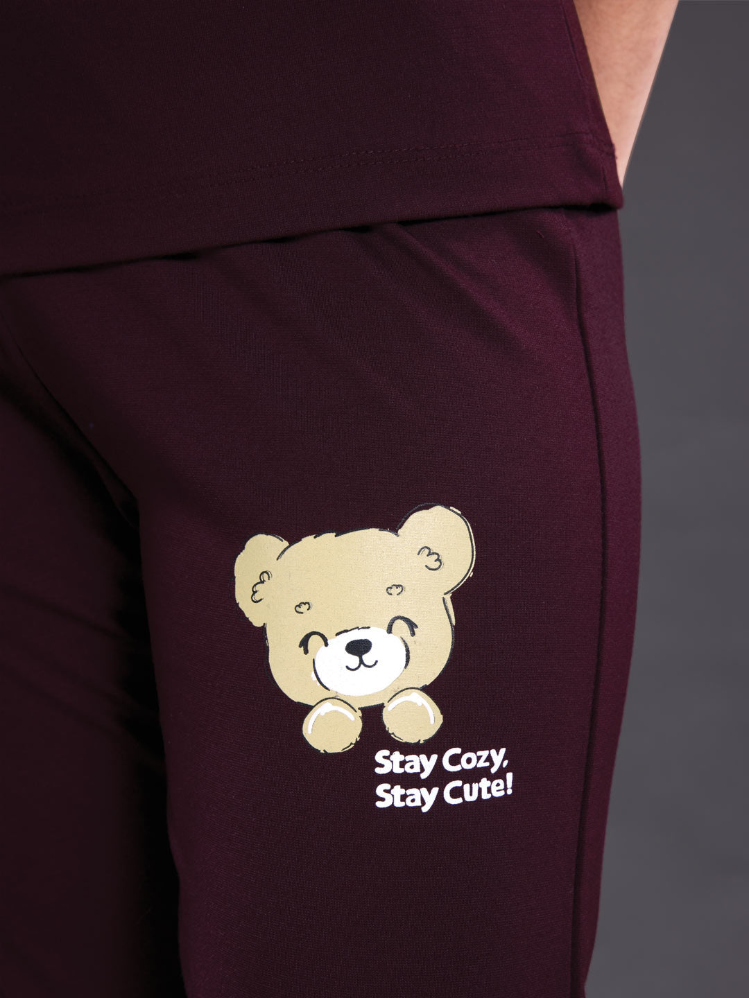 fg g-3767 girls printed 3/4th set color wine berry