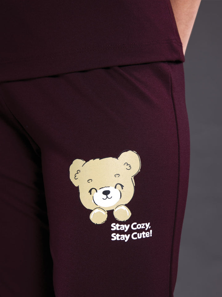 fg g-3767 girls printed 3/4th set color wine berry