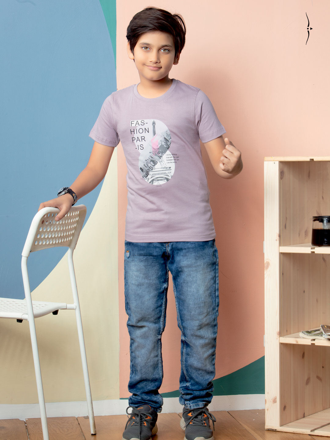 graphix crew neck t-shirt for boys light purple color-essa garments