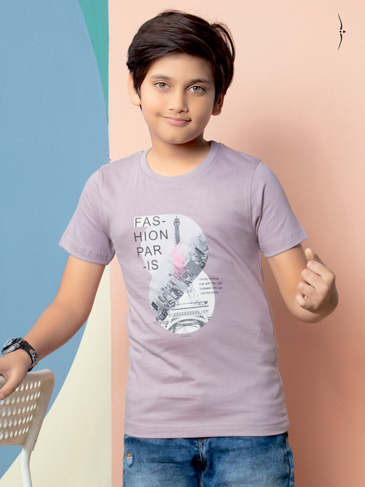 graphix crew neck t-shirt for boys light purple color-essa garments