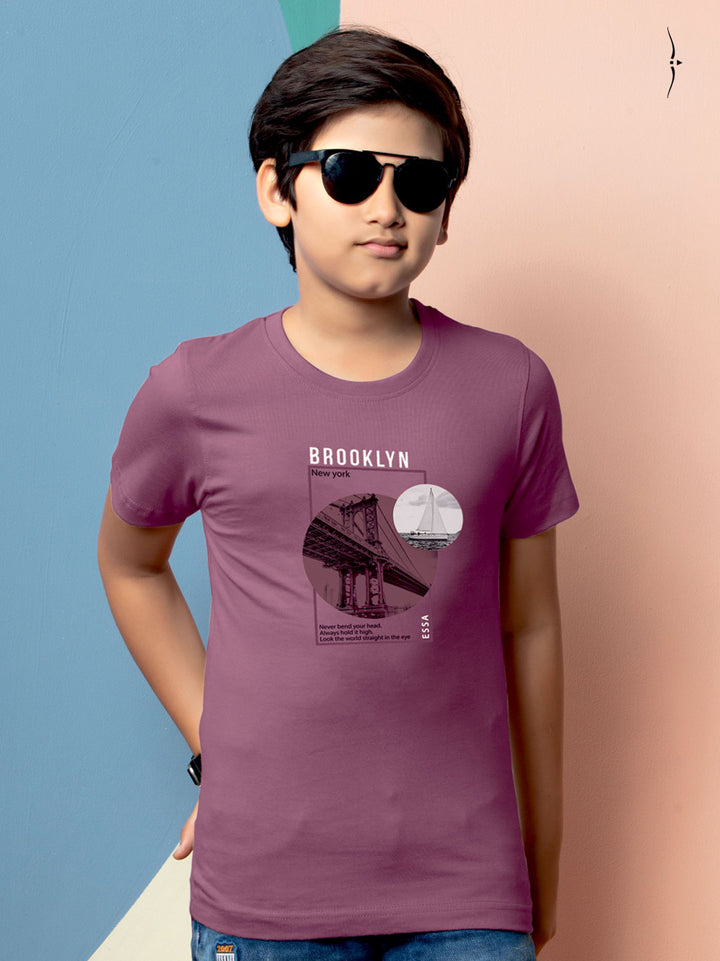 graphix crew neck t-shirt for boys purple color-essa garments