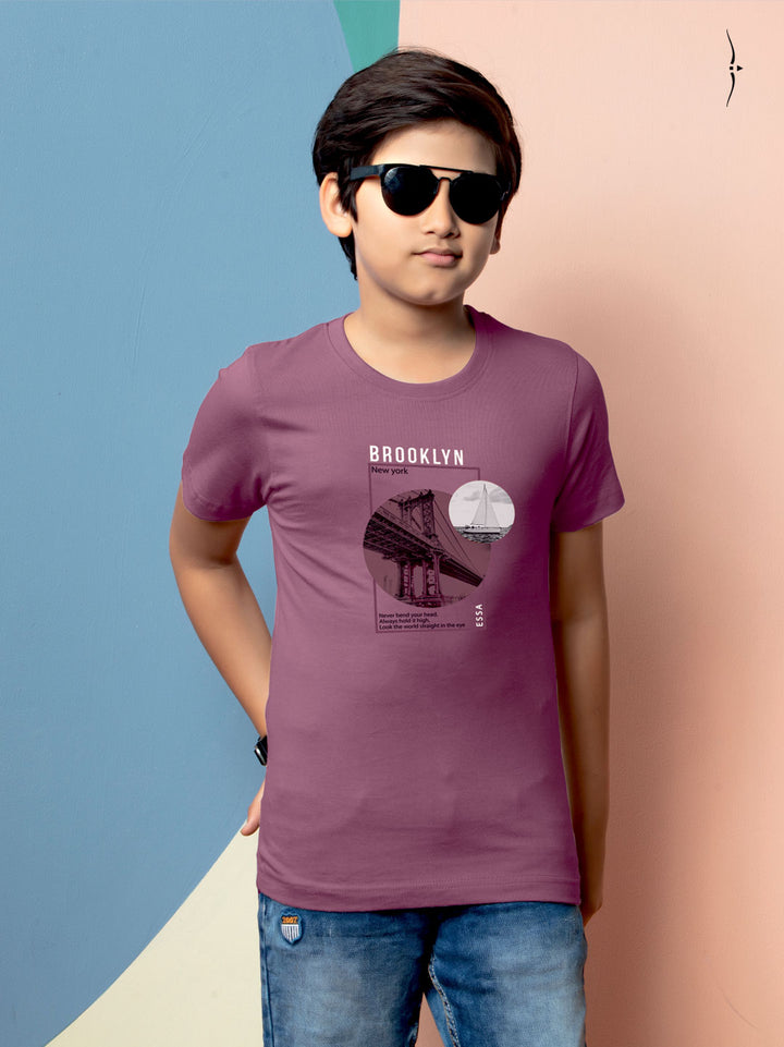 graphix crew neck t-shirt for boys purple color-essa garments