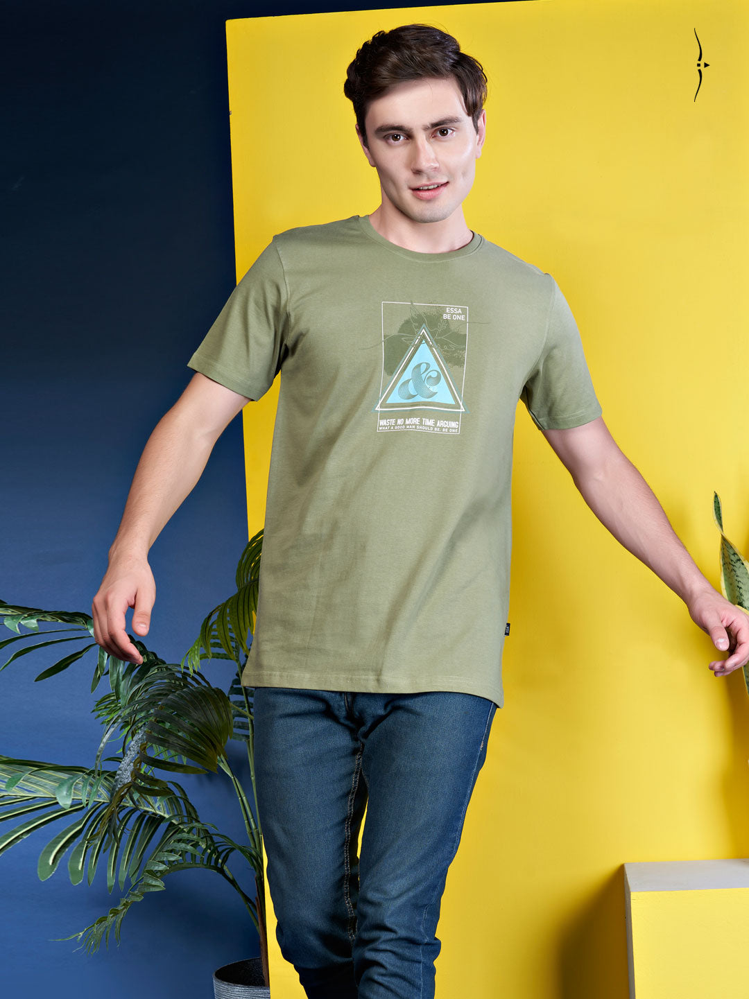 graphix crew neck t-shirt for mens light green color-essa garments