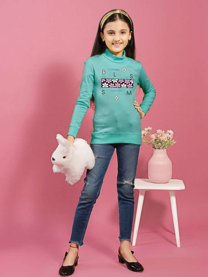 afra hi neck t-shirt for girls #color_mint