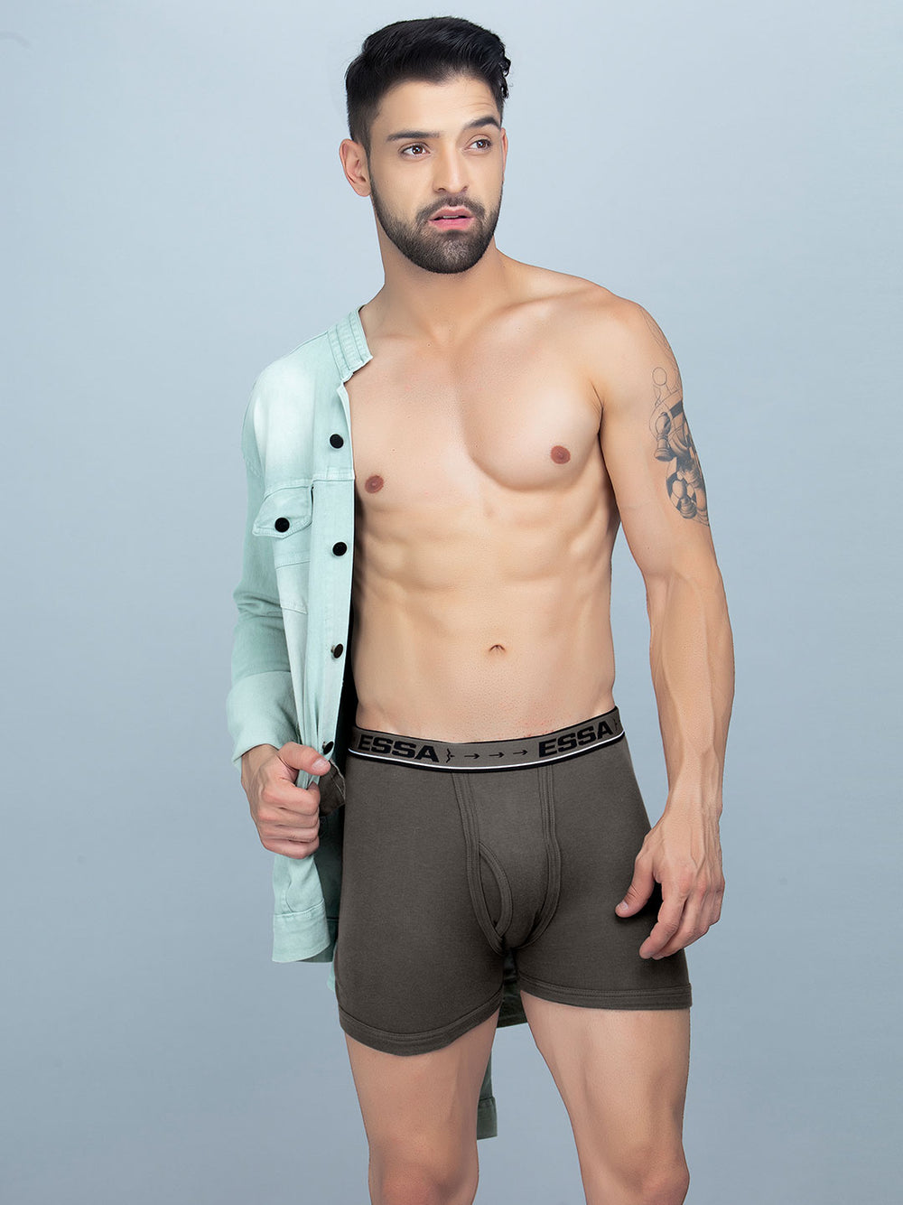 image cotton plain trunk for men grey color-essa garments#color_carbon-grey