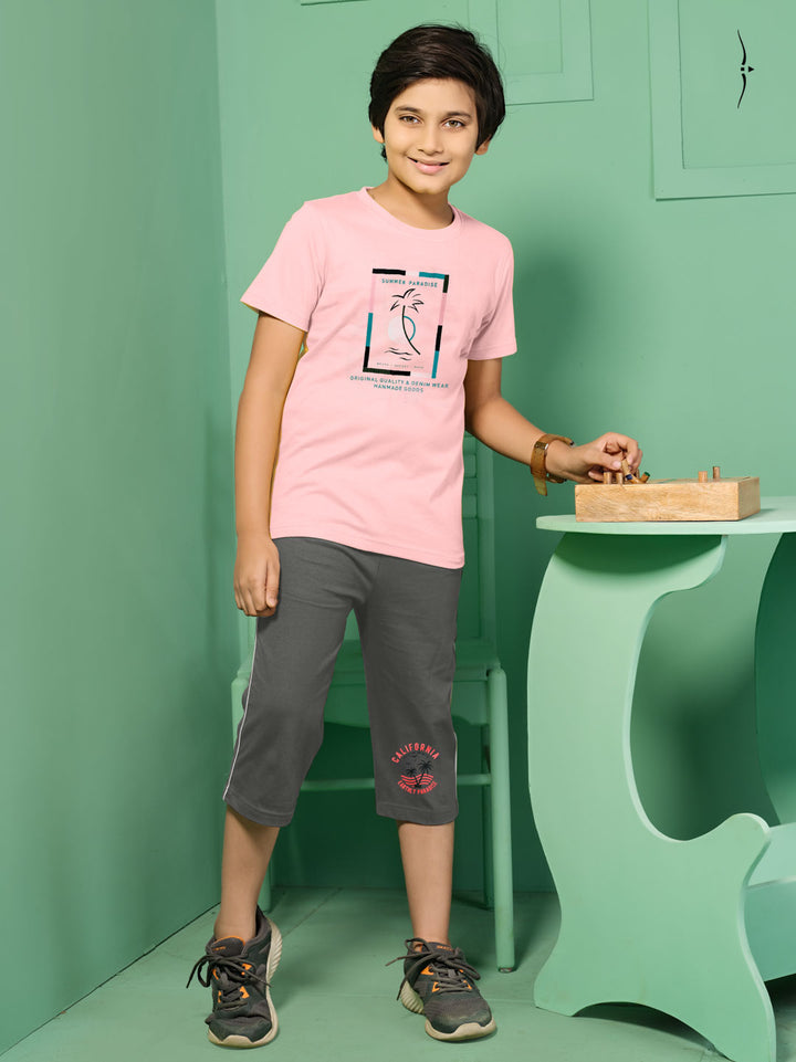 casual crew neck 3/4th set for boys light pink color-essa garments#color_pink-grey