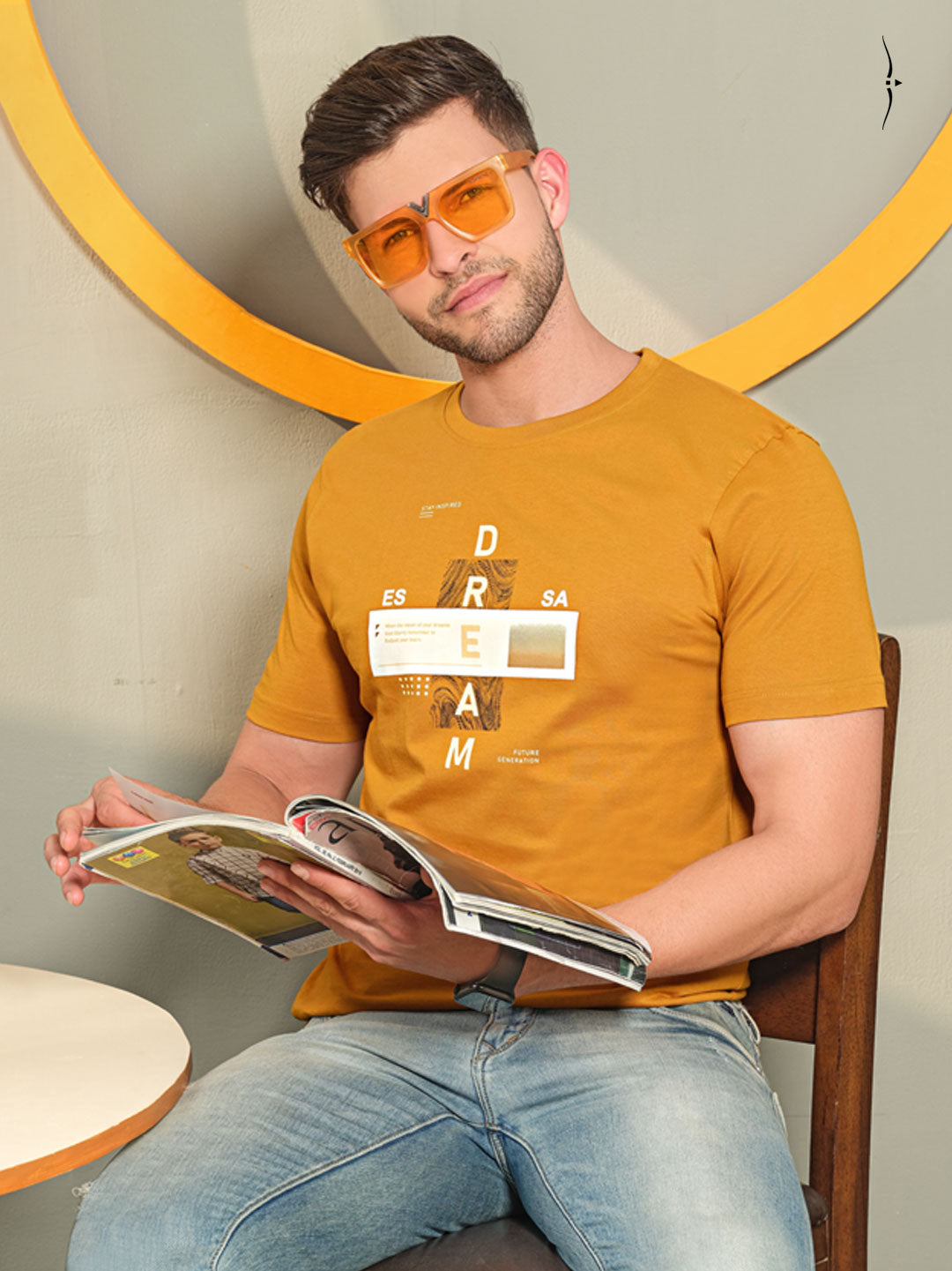  liveon round neck rns banana yellow tshirt for men-essa