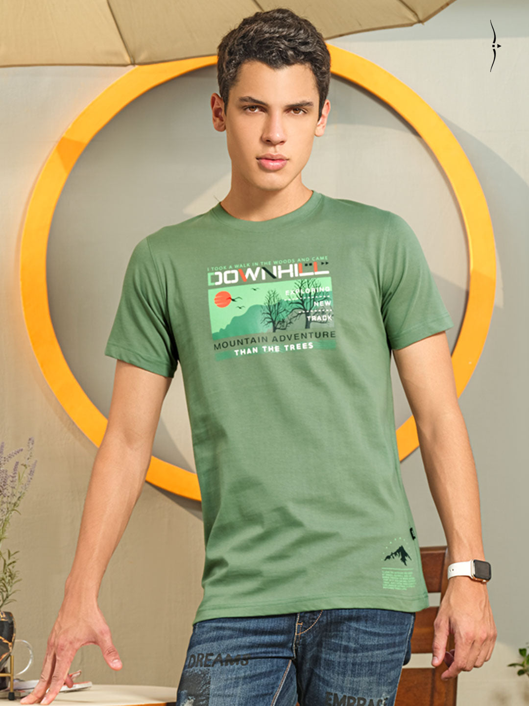  liveon round neck rns pista green tshirt for men-essa