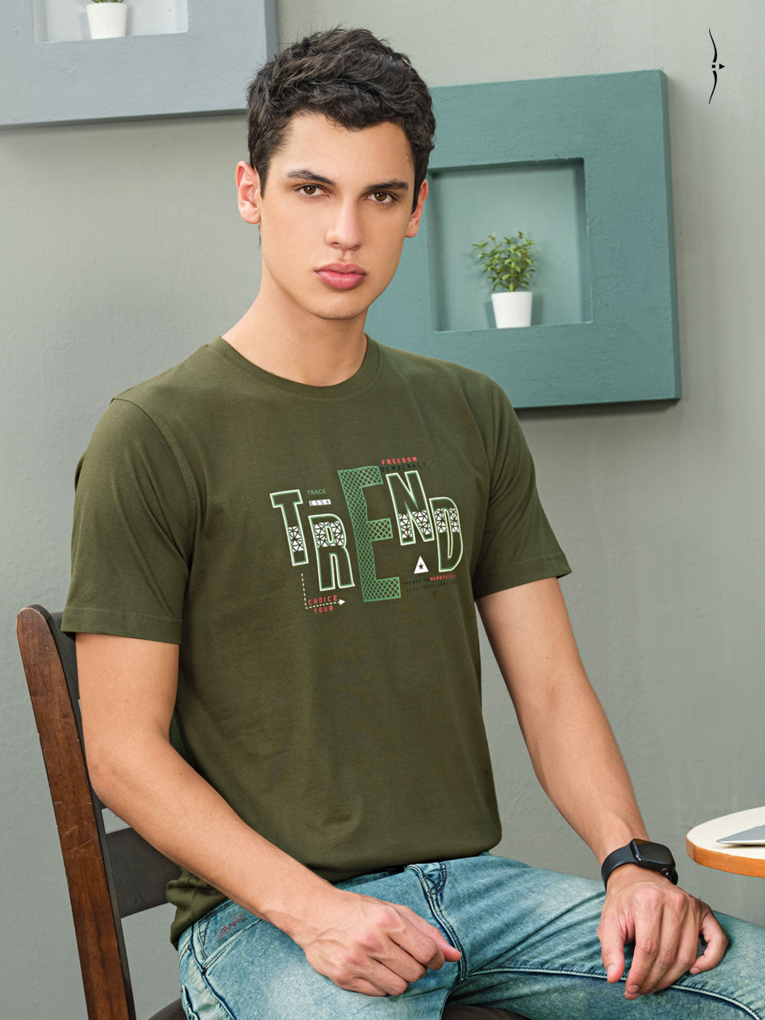  liveon round neck rns military green tshirt for men-essa