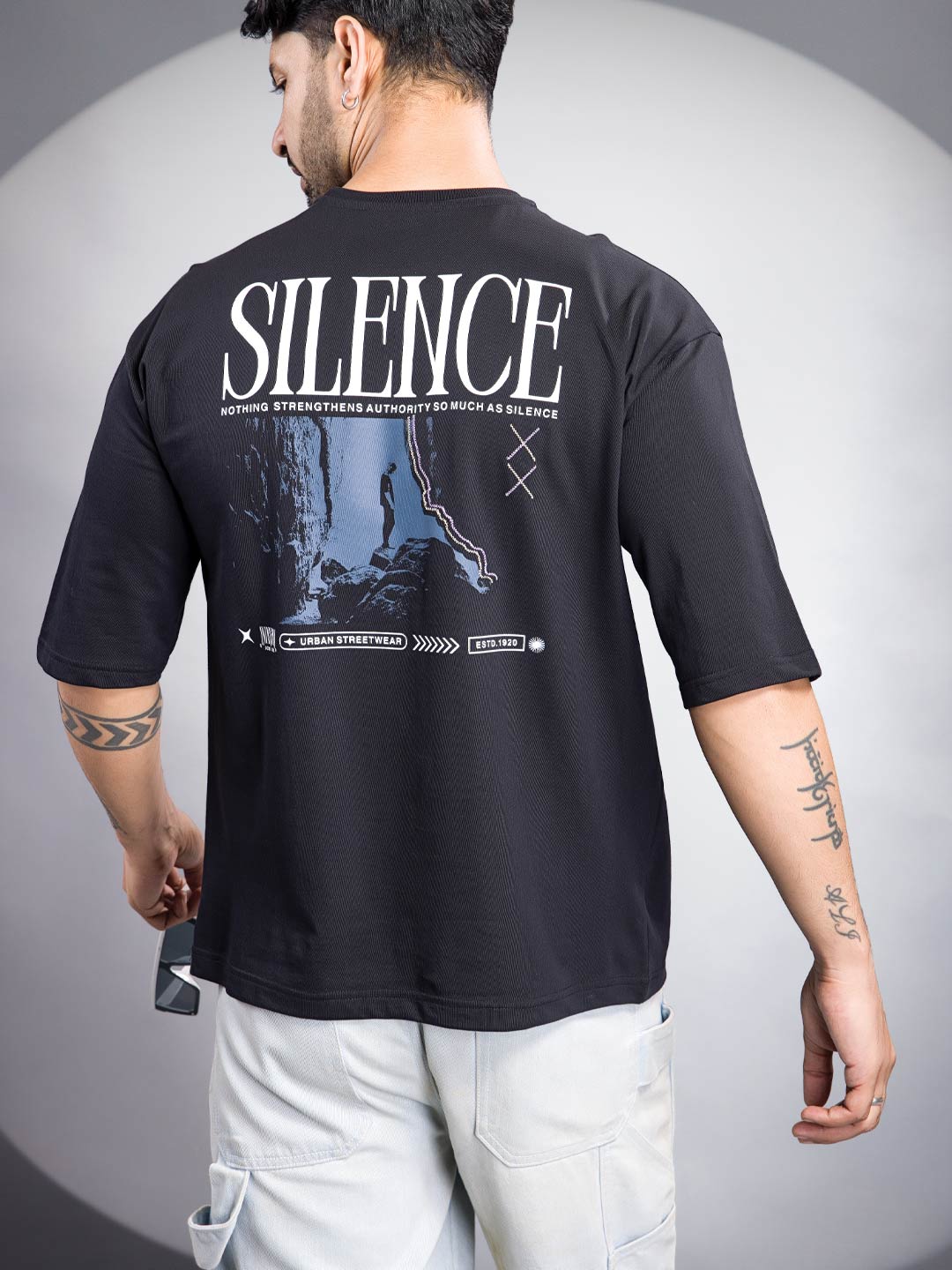 m-4258 down shoulder printed t-shirt for men