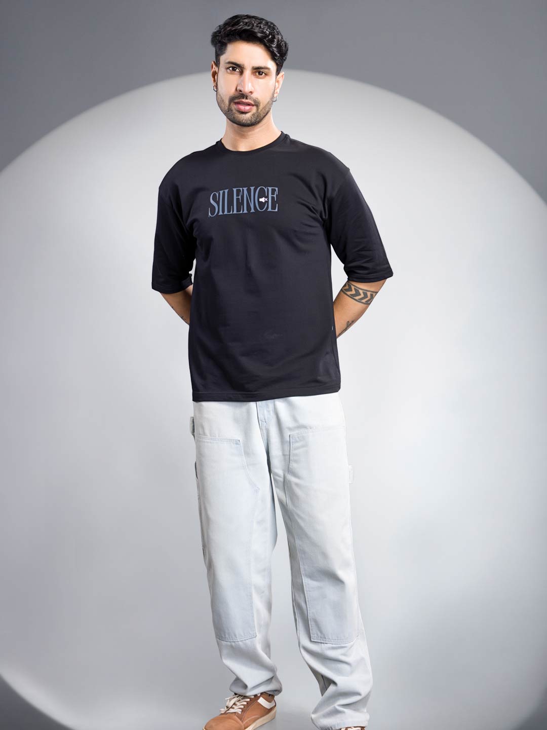 m-4258 down shoulder printed t-shirt for men 