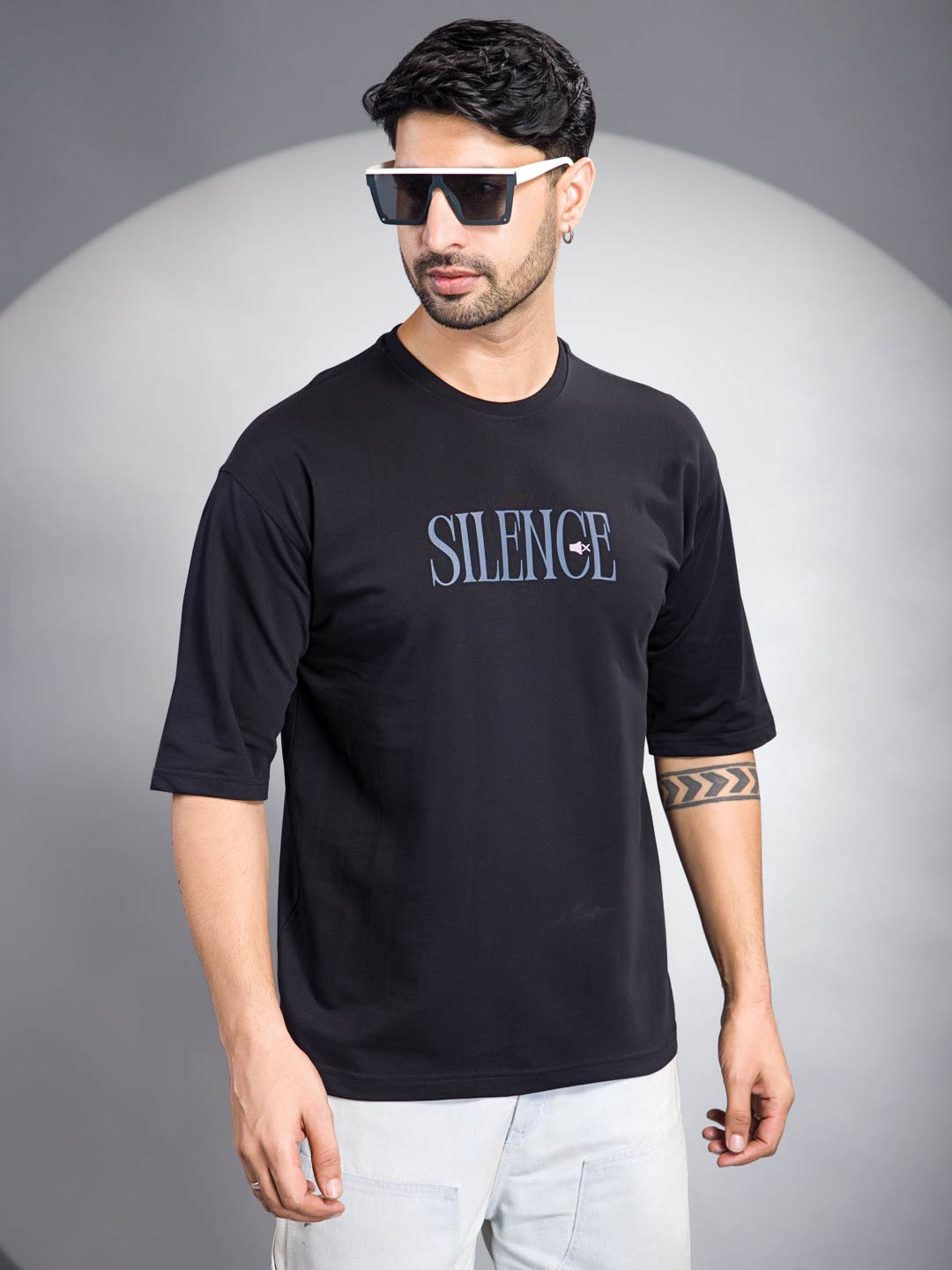 m-4258 down shoulder printed t-shirt for men