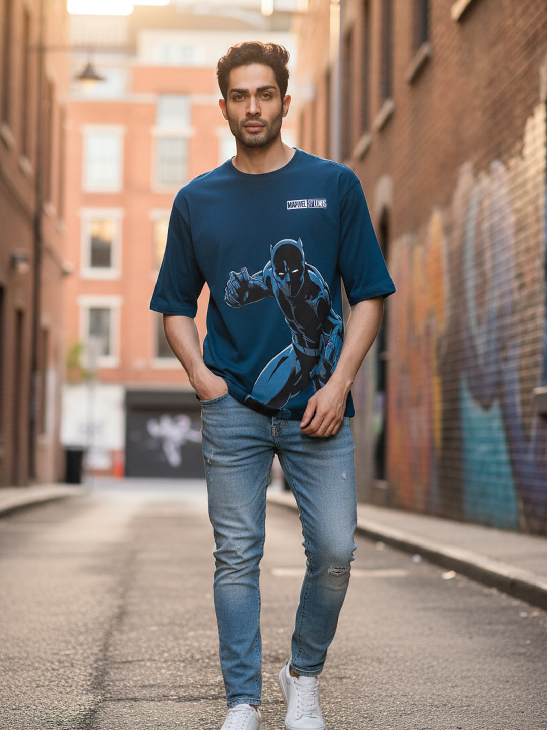 Marvel Black Panther Graphic Drop-Shoulder T-Shirt