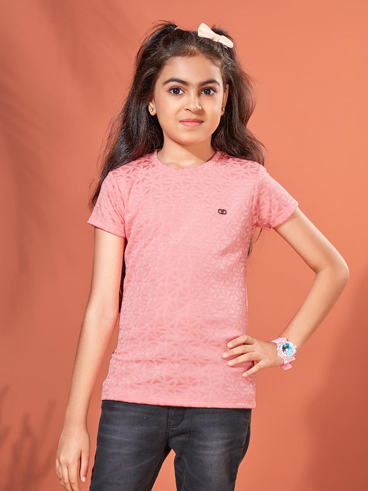 fs-1155 round neck classic t-shirt for girls #color_millenial-pink