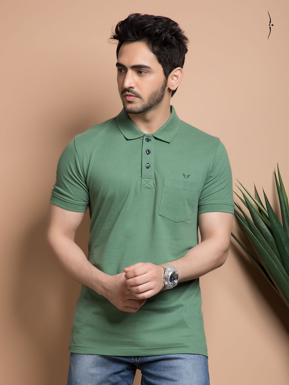 fantastic premium collar polo pista green tshirt for men#color_cactus