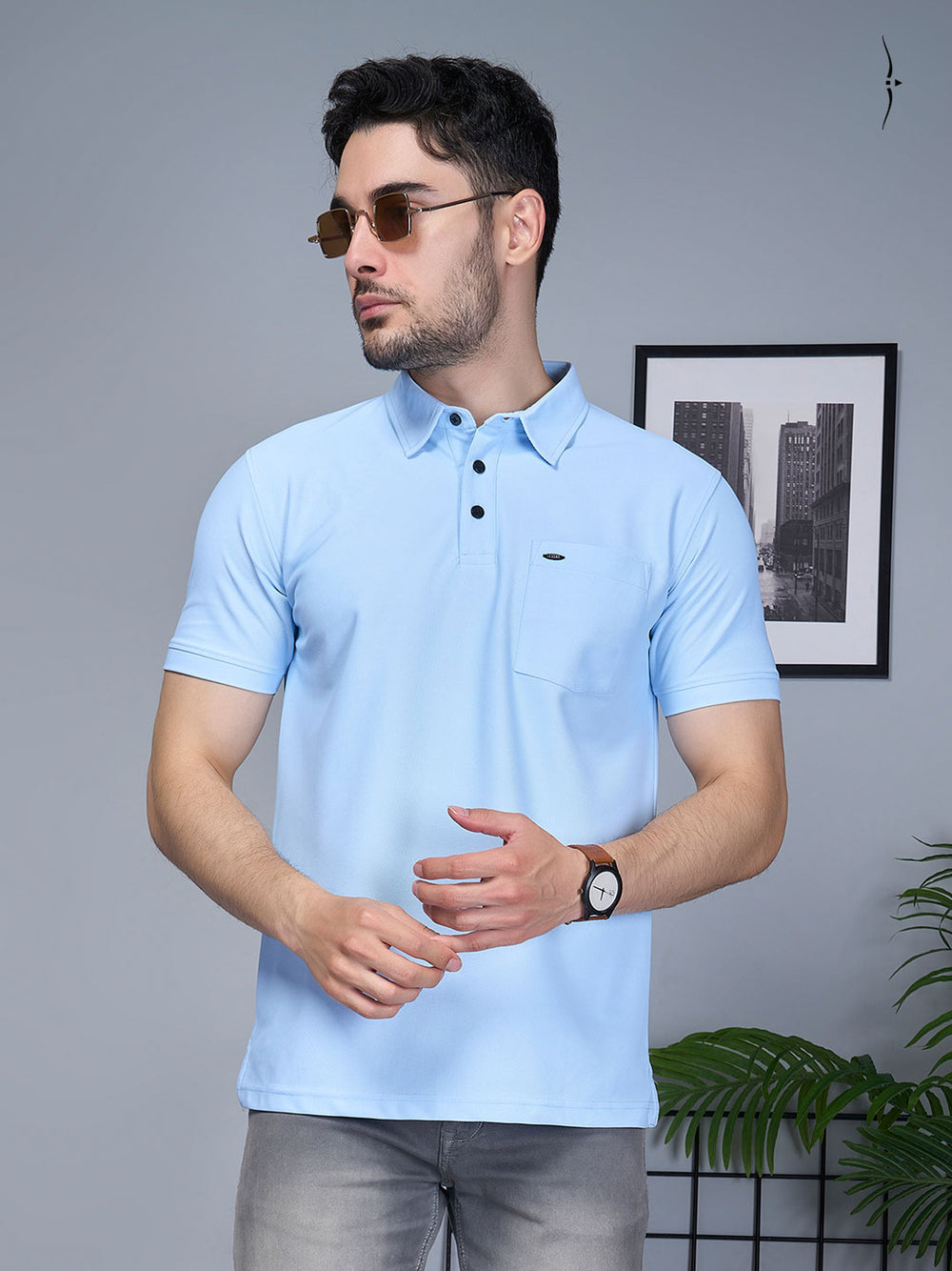 fs-300 collar half sleeve light blue polo tshirt for men-essa#color_carolina-blue