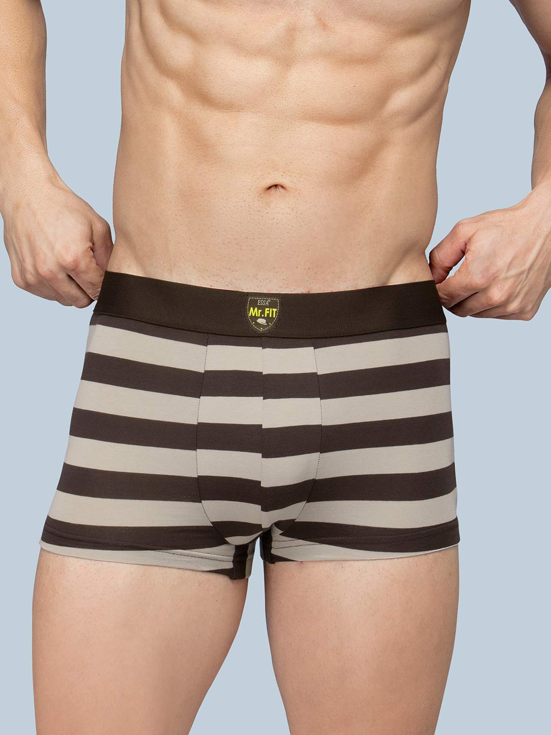 mr.fit-120 stripped brown trunk for men#color_bistre