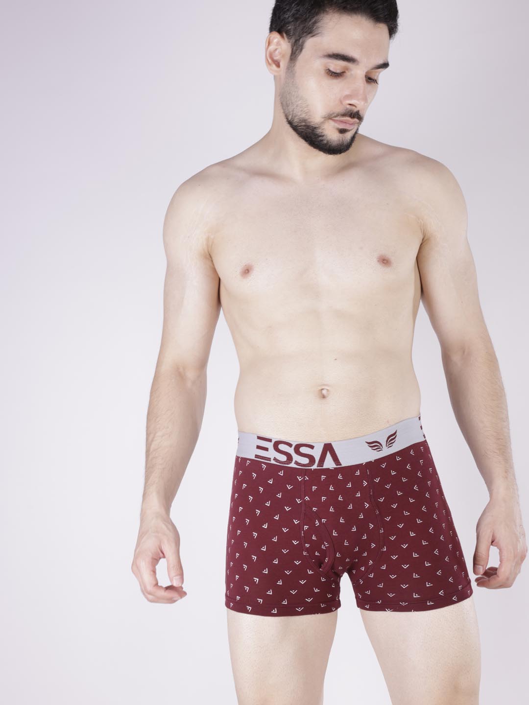 mr fit printed plus trunk #color_maroon