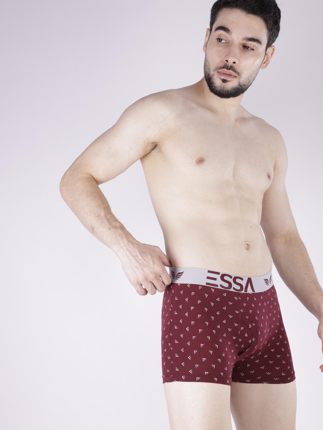 mr fit printed plus trunk #color_maroon