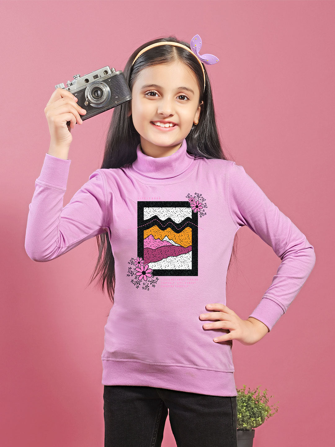 afra hi neck t-shirt for girls #color_light-orchid