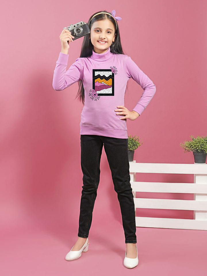 afra hi neck t-shirt for girls #color_light-orchid