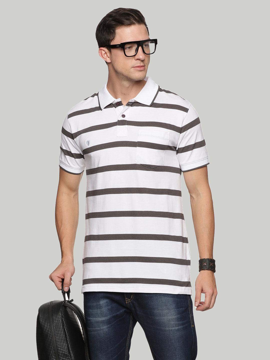 royal striped-3 collar polo t-shirt for men #color_ghost-white