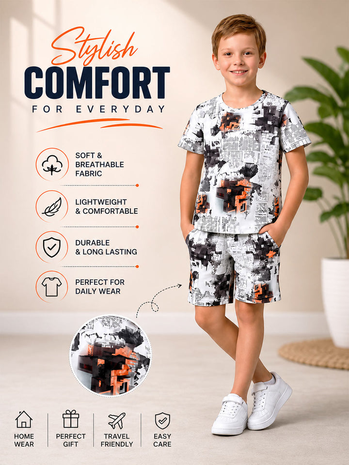 Boys Printed Co-ord Shorts Set
